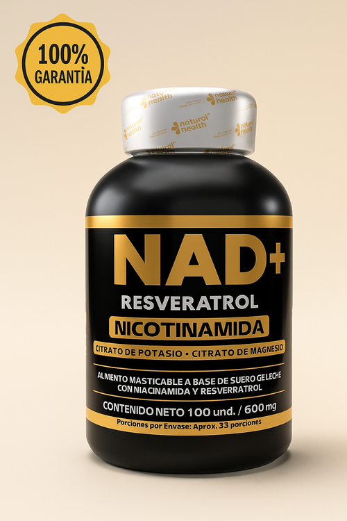 “NAD+ Resveratrol con Nicotinamida – Suplemento Importado Antiedad y Energía Celular 600 mg | Hecho en EE. UU.”
