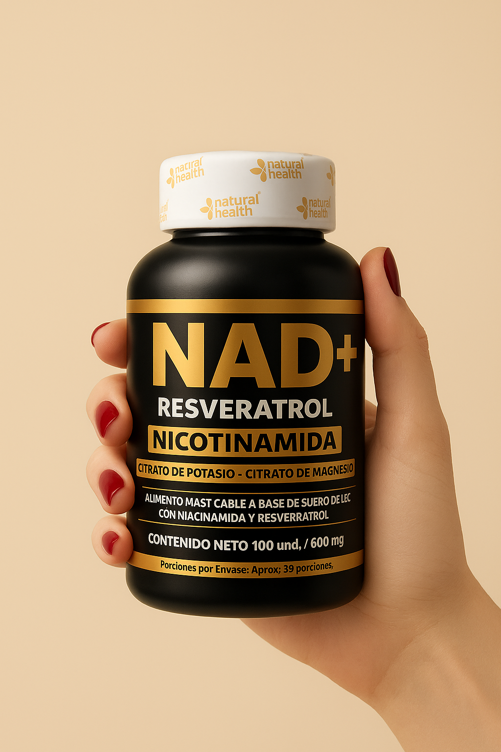 “NAD+ Resveratrol con Nicotinamida – Suplemento Importado Antiedad y Energía Celular 600 mg | Hecho en EE. UU.”