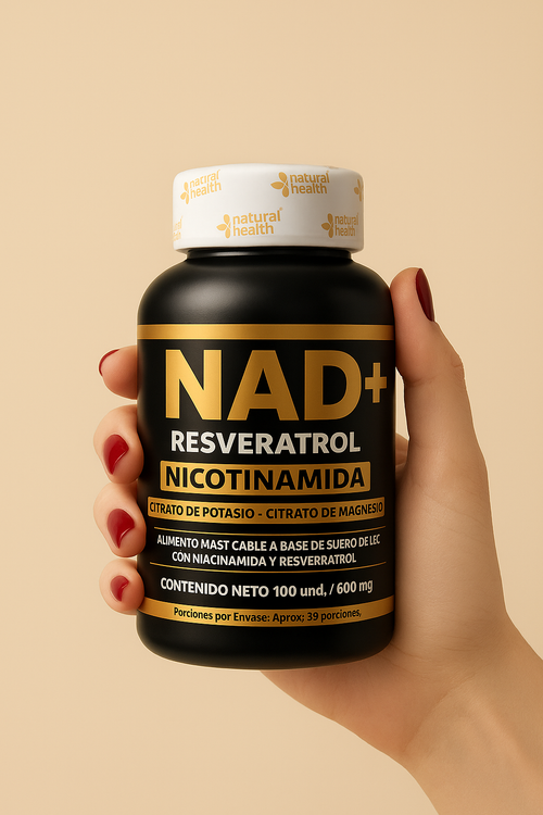 “NAD+ Resveratrol con Nicotinamida – Suplemento Importado Antiedad y Energía Celular 600 mg | Hecho en EE. UU.”
